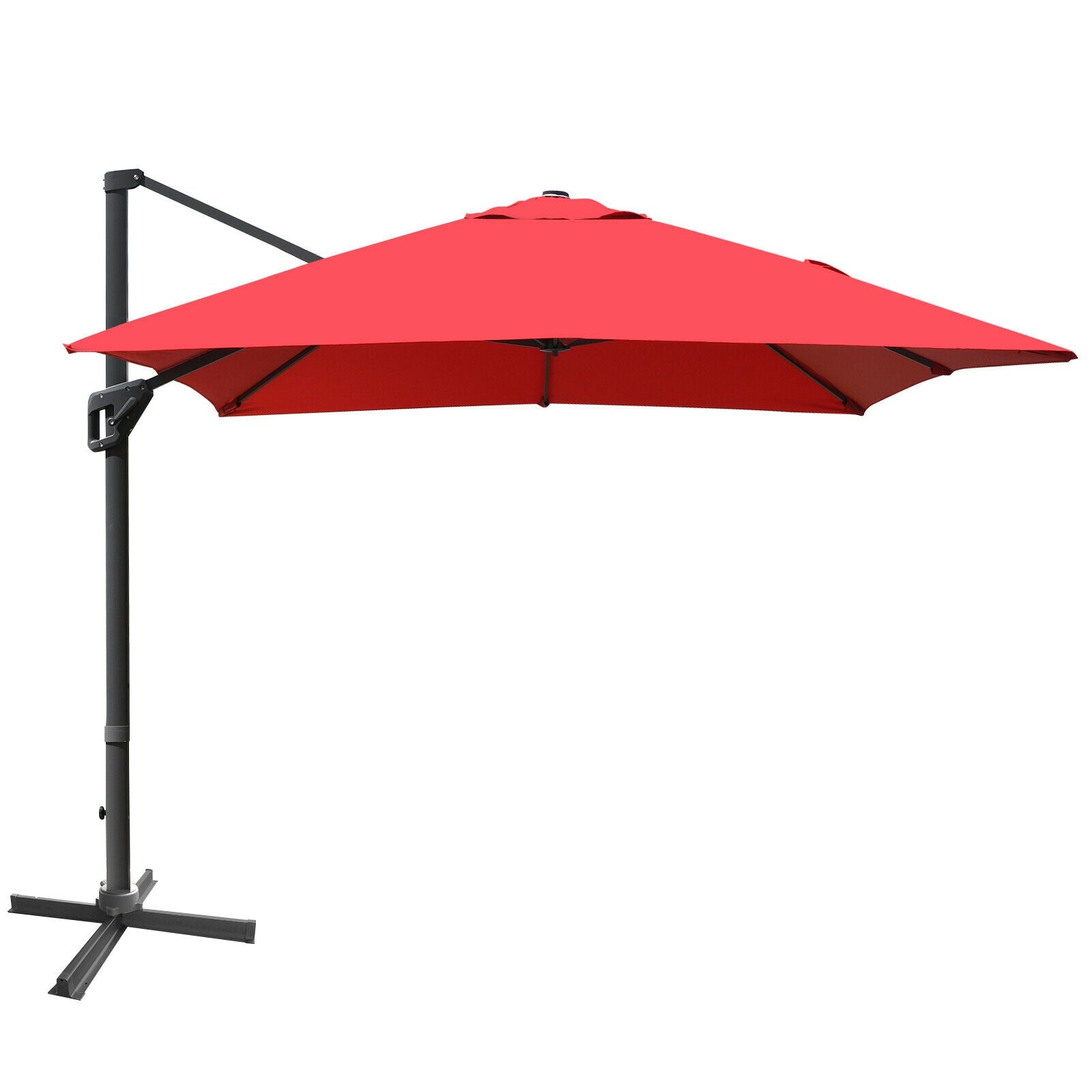 Parasol Déporté Rectangulaire 3 x 4 m avec Fonction Rotation à 360° - Rouge Bordeaux