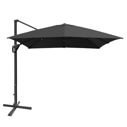 10 x13 Feet Rectangular Cantilever Umbrella with 360° Rotation Function-Gray