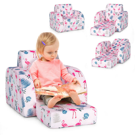 3in1 Convertible Kid Sofa Bed FlipOut Chair Lounger for ToddlerPink