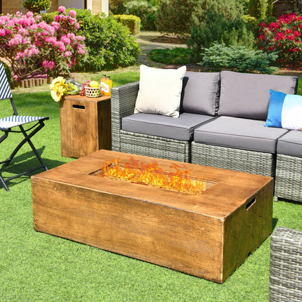 2 Pieces Outdoor Propane Fire Pit Table Set