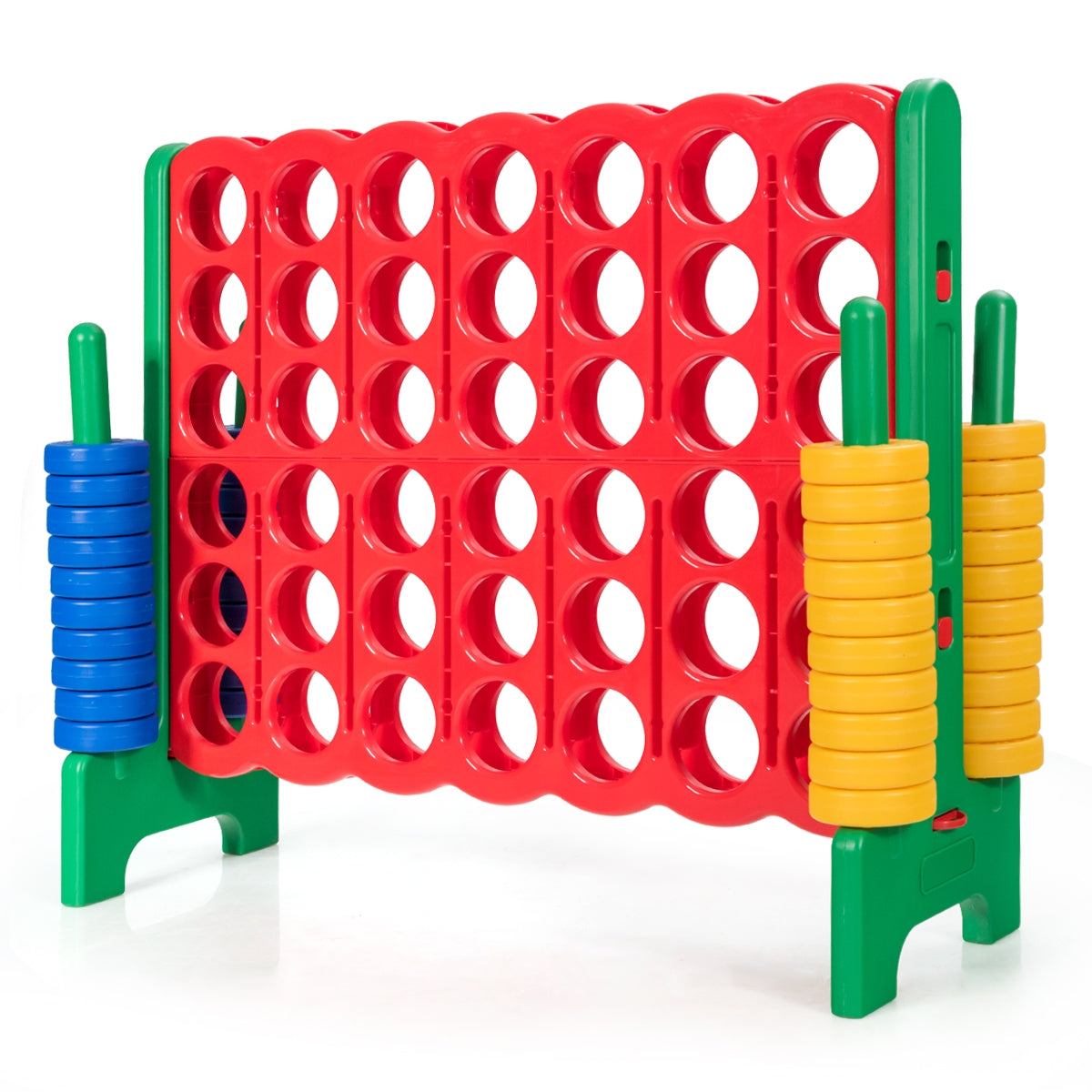 Jeu géant 4-en-ligne Jumbo avec 42 anneaux Jumbo et glissière à libération rapide - Vert