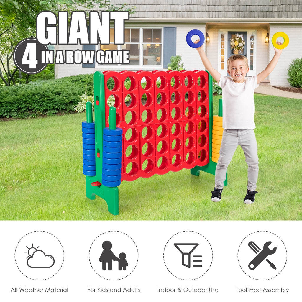 Jeu géant 4-en-ligne Jumbo avec 42 anneaux Jumbo et glissière à libération rapide - Vert