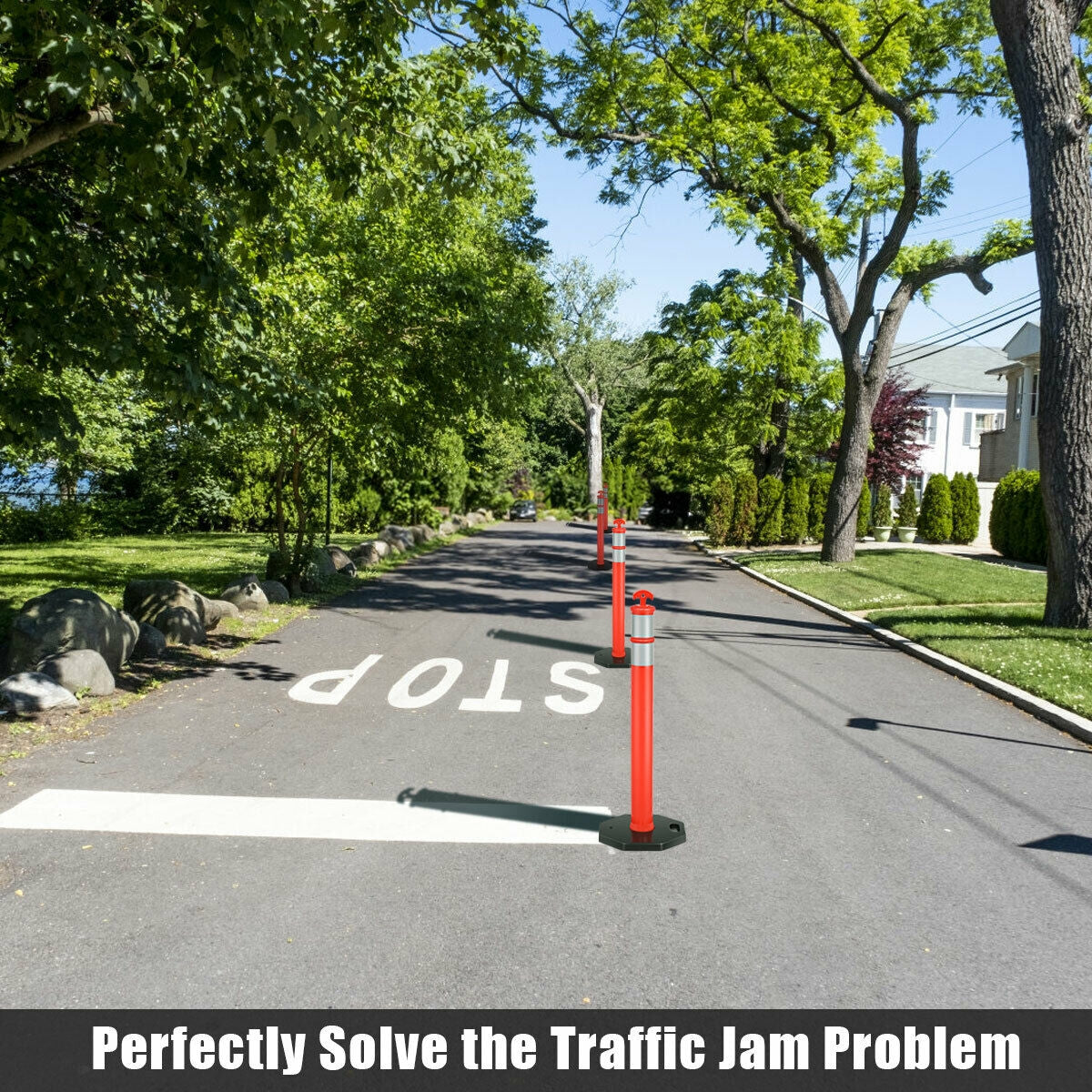 6 Pack 45 Inch Orange Traffic Delineator Post Cone
