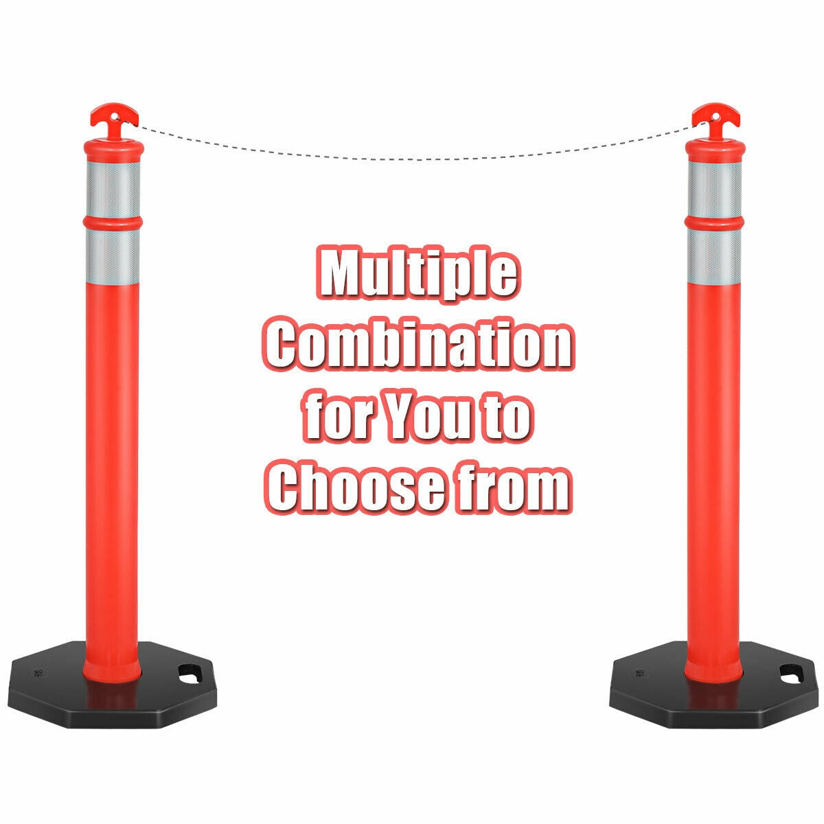 6 Pack 45 Inch Orange Traffic Delineator Post Cone