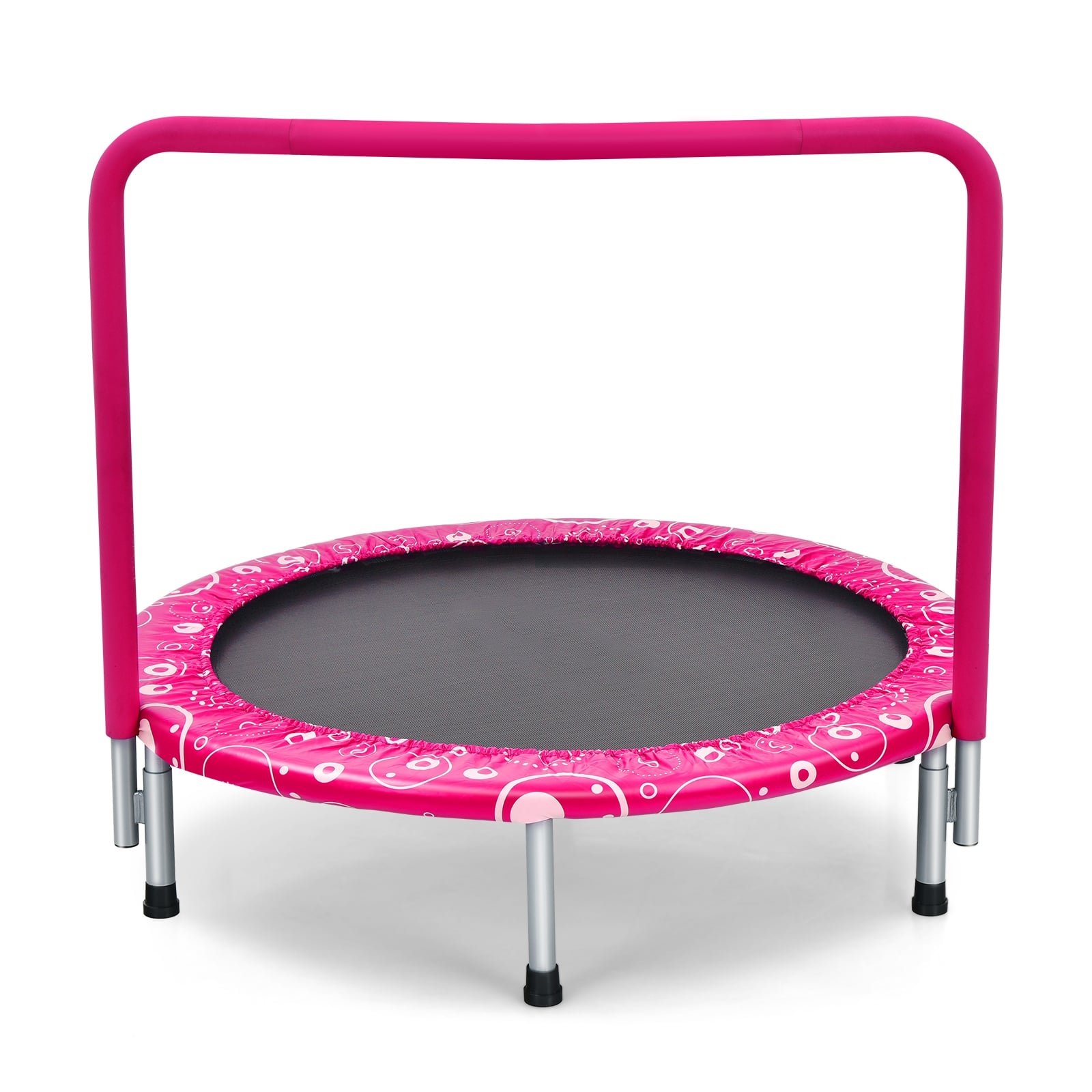 Trampoline 36 pouces pour enfants Mini Rebondeur avec Main Courante Entièrement Recouverte - Rose