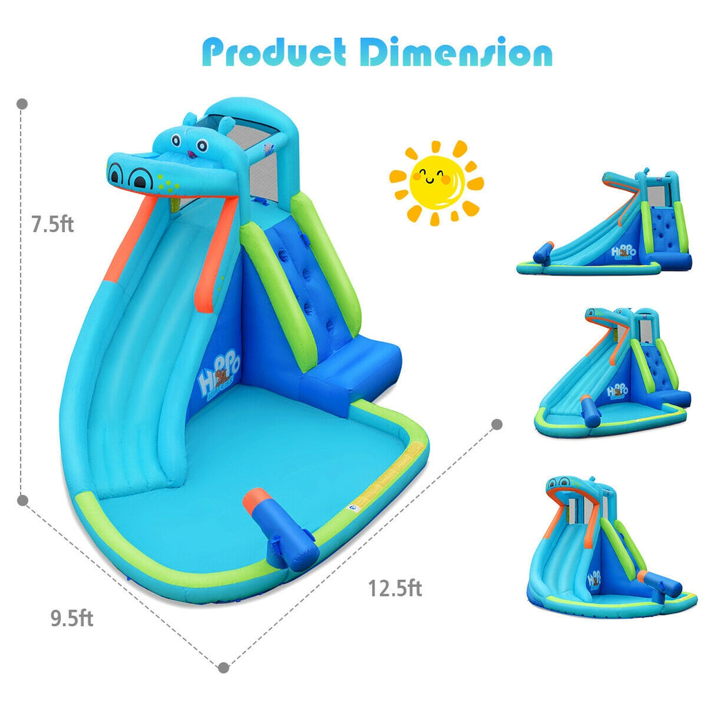 Piscine gonflable avec éclaboussoirs et toboggan, sans souffleur