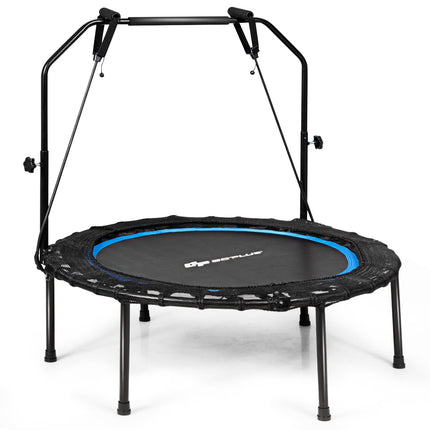 40 Inch Foldable Fitness Rebounder with Resistance Bands Adjustable Home-Blue
