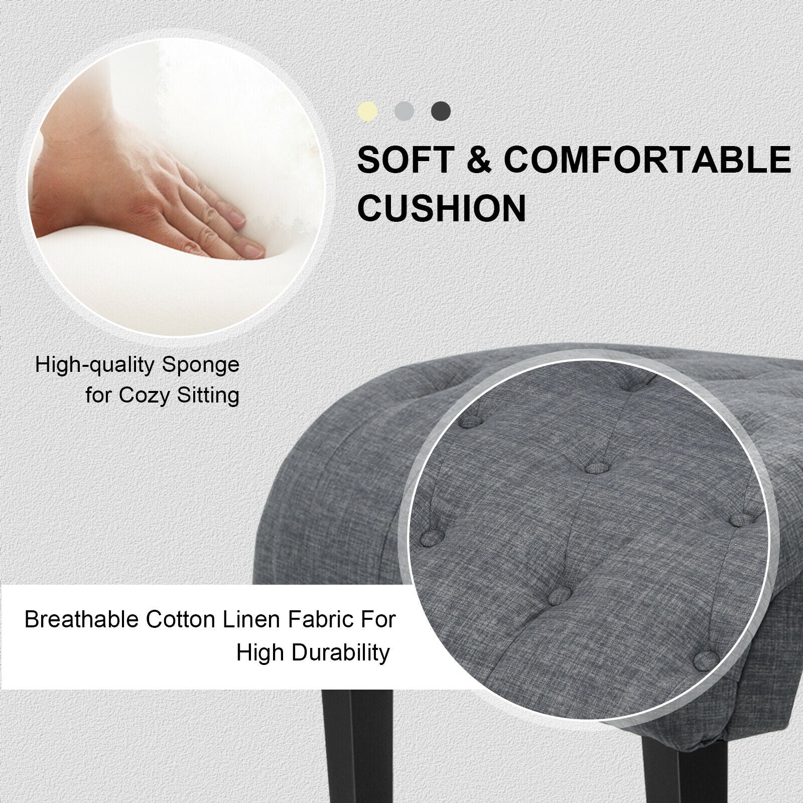 Cotton Linen Fabric Armless Accent Chair with Adjustable Foot Pads-Dark Gray