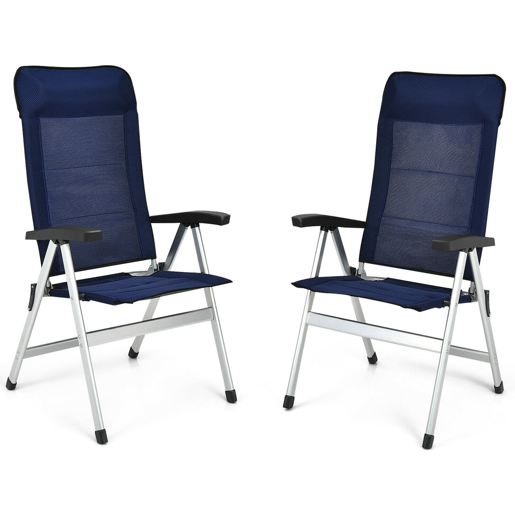 2 chaises de salle à manger de patio avec appui-tête portable réglable - Bleu
