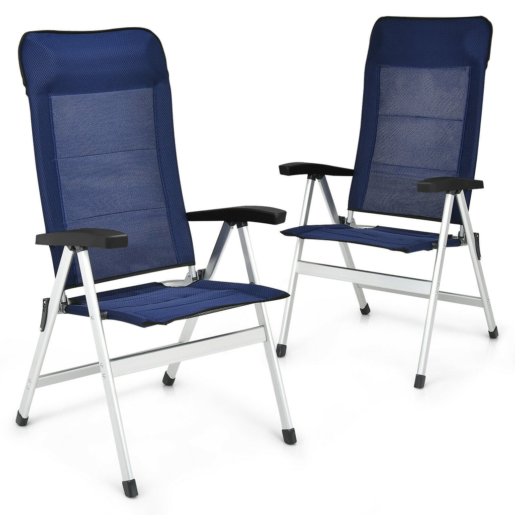 2 chaises de salle à manger de patio avec appui-tête portable réglable - Bleu