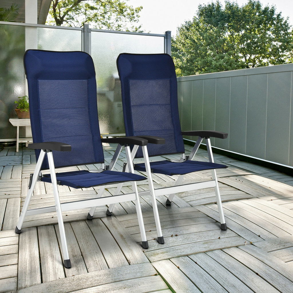 2 chaises de salle à manger de patio avec appui-tête portable réglable - Bleu