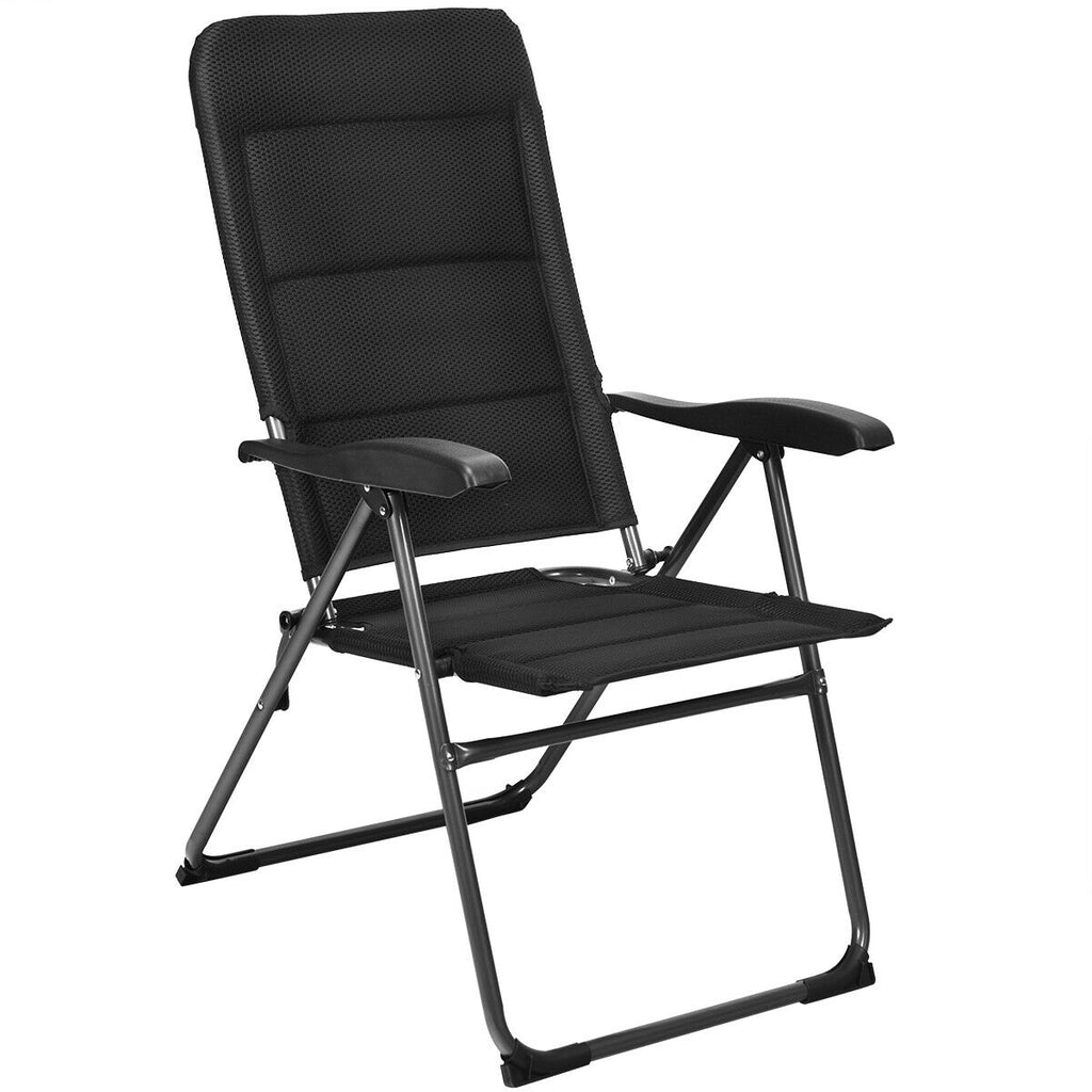 Lot de 4 chaises pliantes de patio avec dossier réglable - Noir