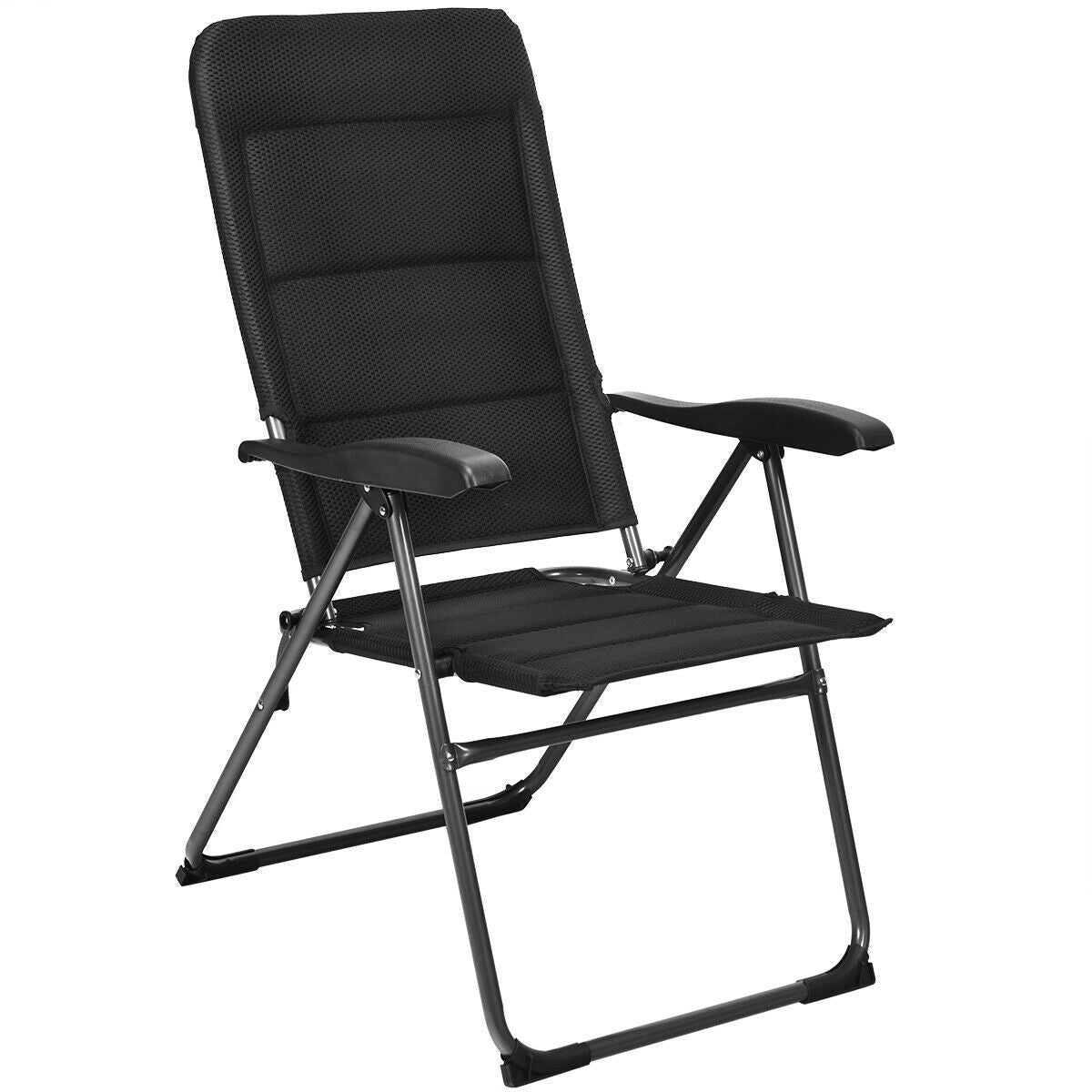 Lot de 4 chaises pliantes de patio avec dossier réglable - Noir