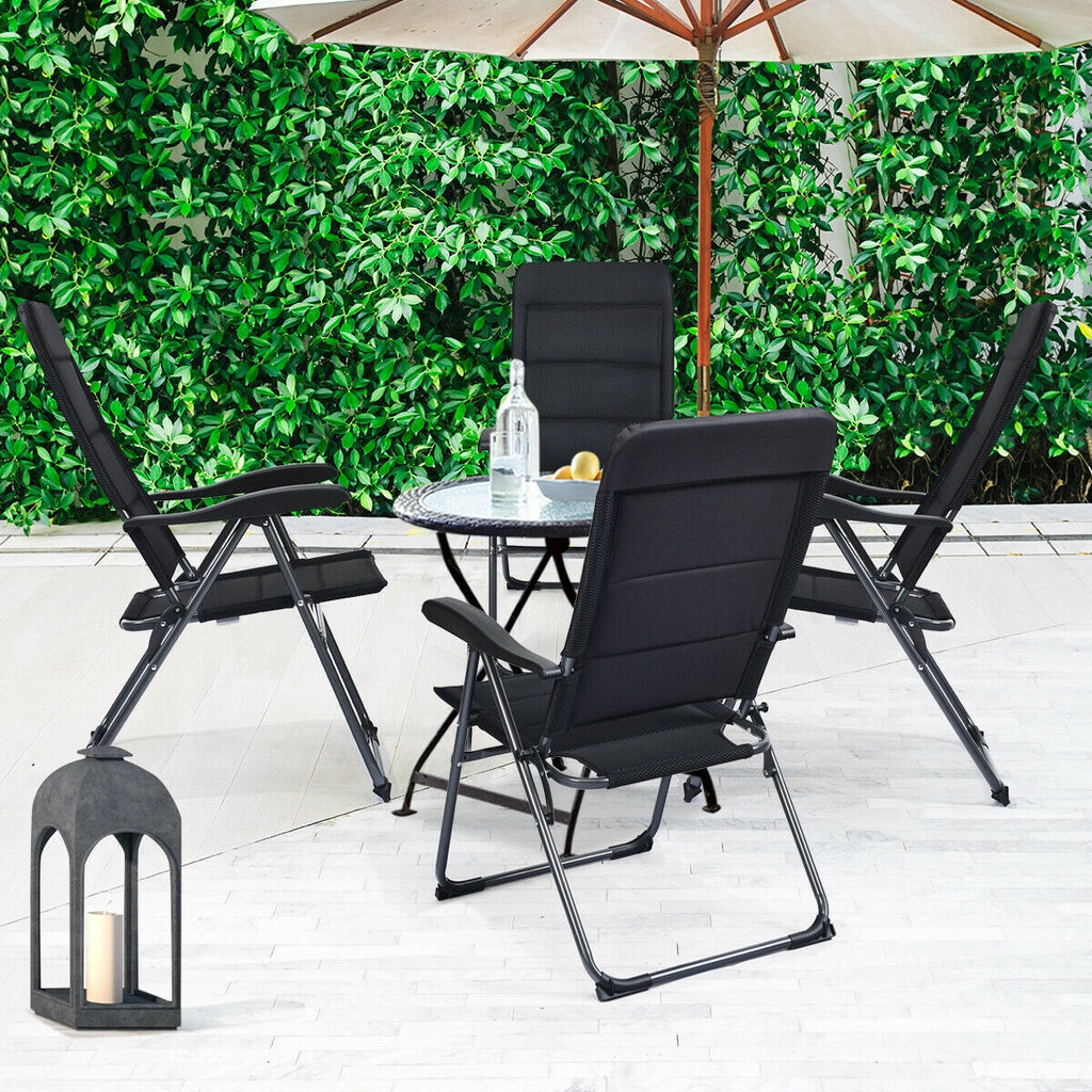 Lot de 4 chaises pliantes de patio avec dossier réglable - Noir