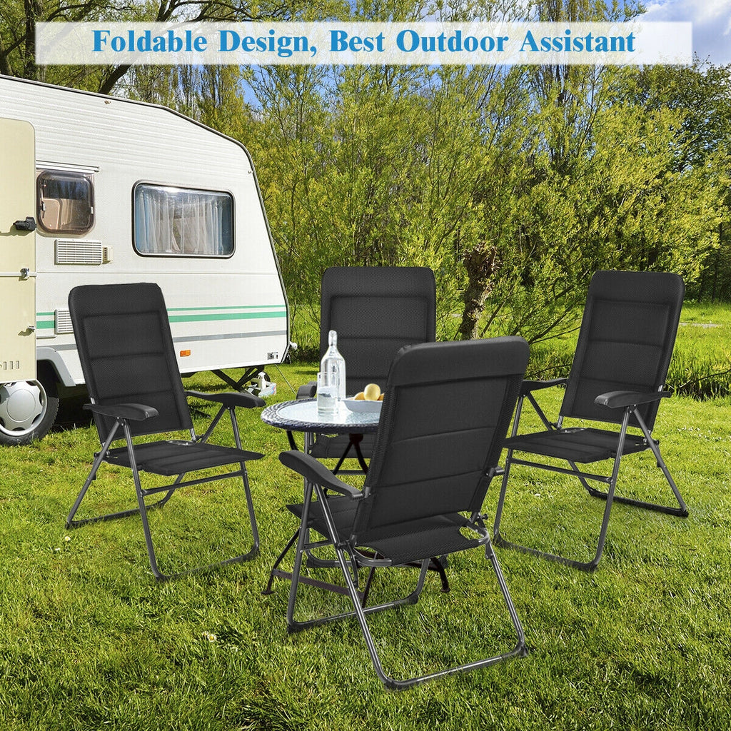 Lot de 4 chaises pliantes de patio avec dossier réglable - Noir