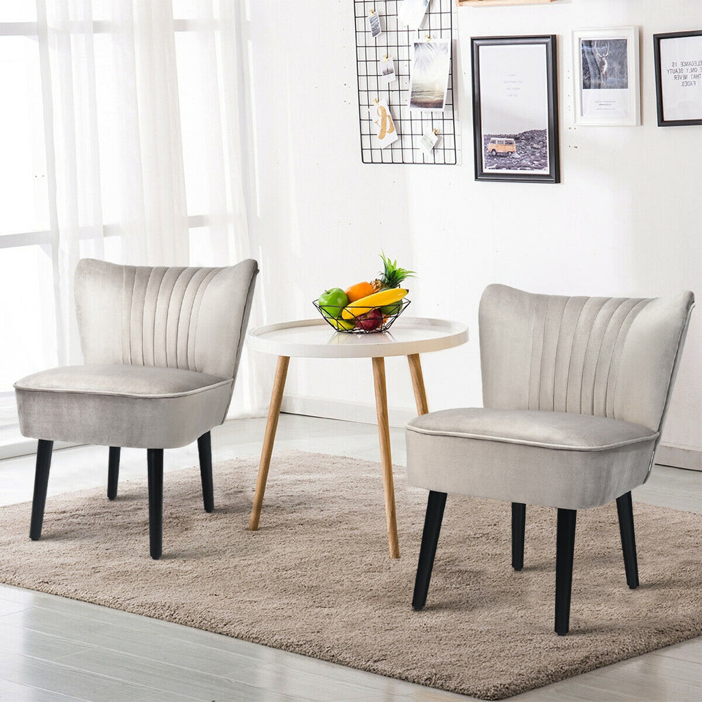 Set of 2 Armless Upholstered Leisure Accent Chair-Brown