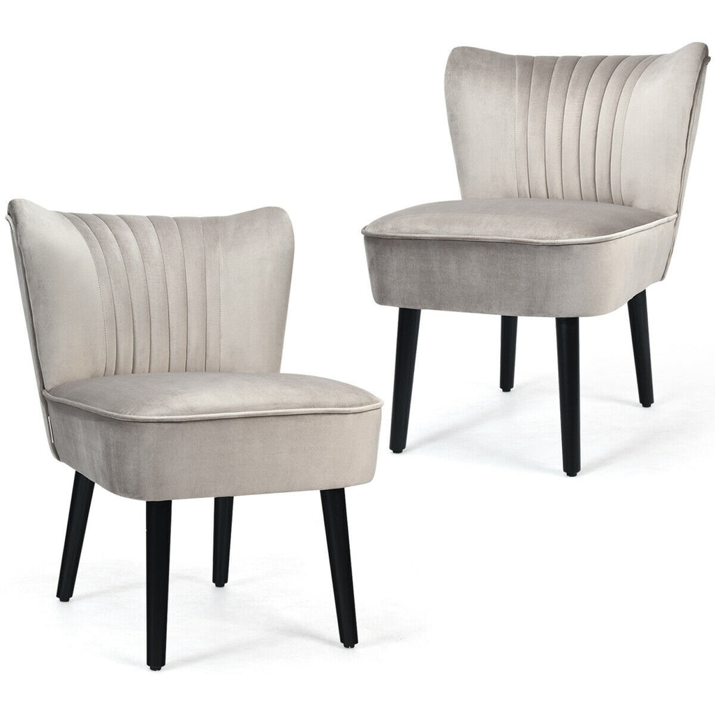 Set of 2 Armless Upholstered Leisure Accent Chair-Brown