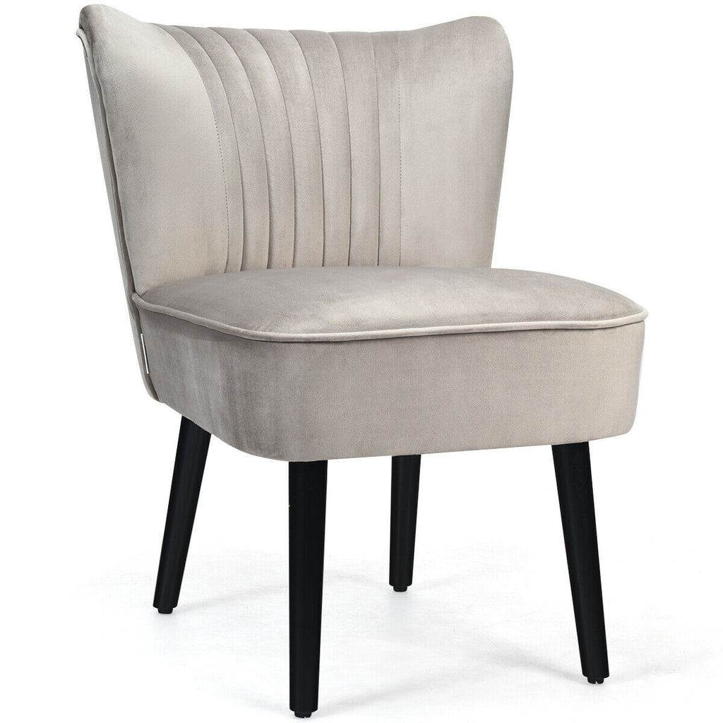 Set of 2 Armless Upholstered Leisure Accent Chair-Brown