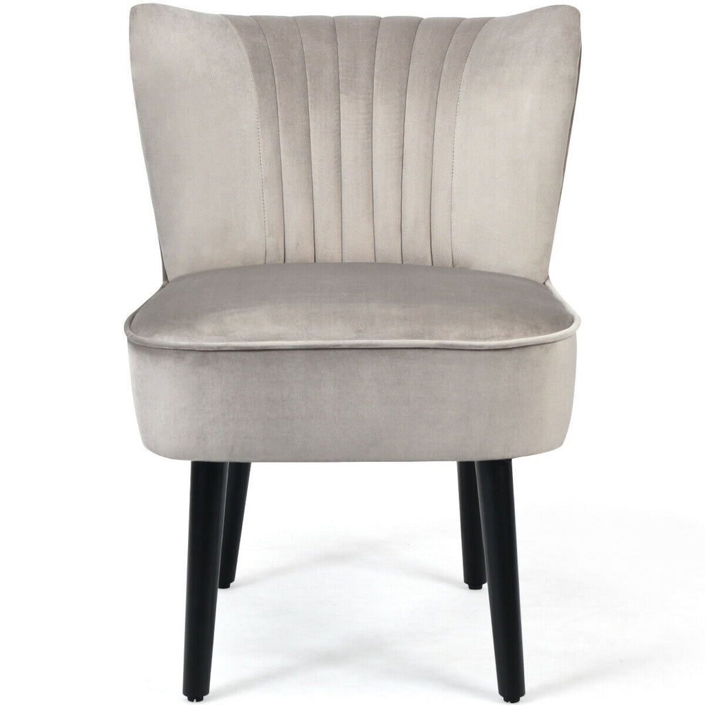 Set of 2 Armless Upholstered Leisure Accent Chair-Brown