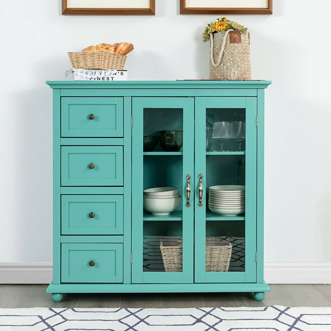 Buffet Sideboard Table Kitchen Storage Cabinet with Drawers and Doors-Green