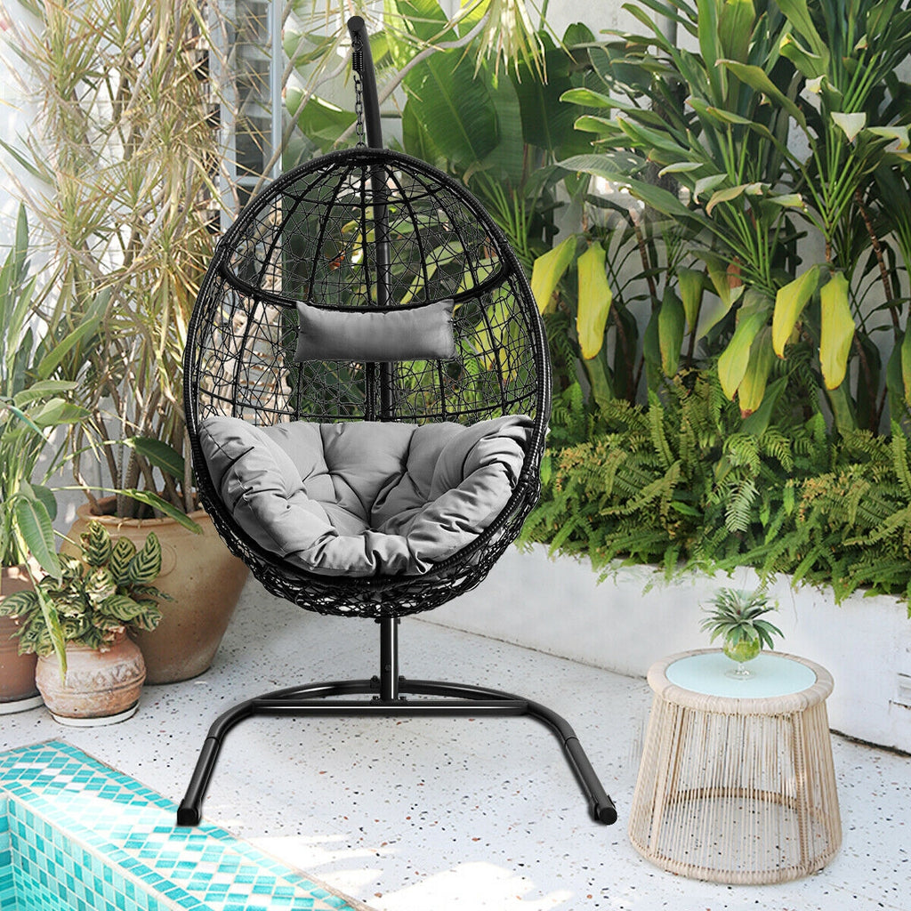 Chaise hamac suspendue avec support rembourré - Grise