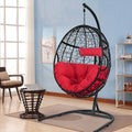 Chaise hamac rembourrée suspendue avec support-Rouge