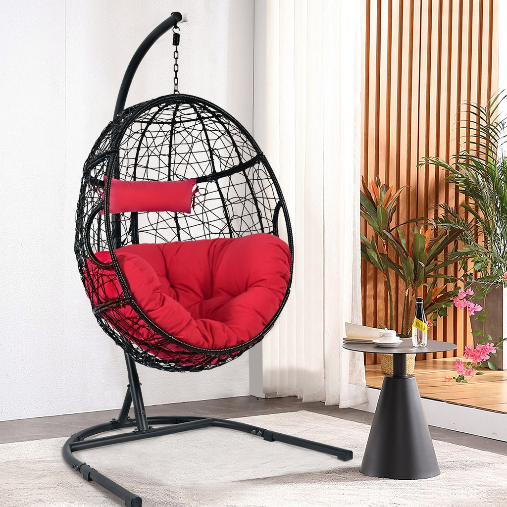 Chaise hamac rembourrée suspendue avec support-Rouge