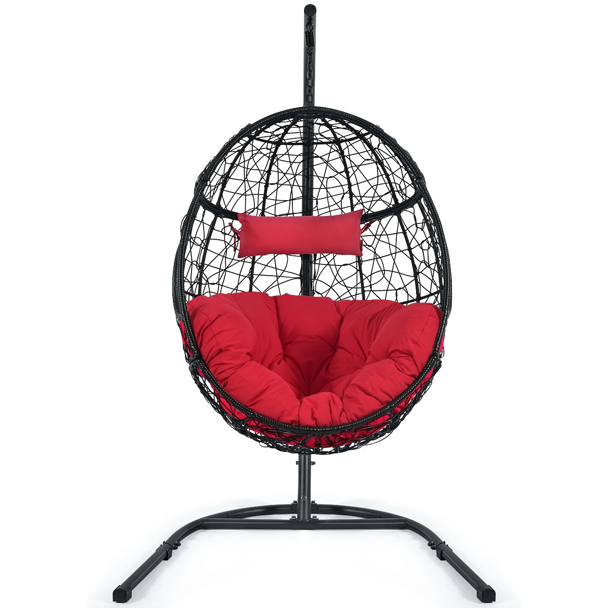 Chaise hamac rembourrée suspendue avec support-Rouge