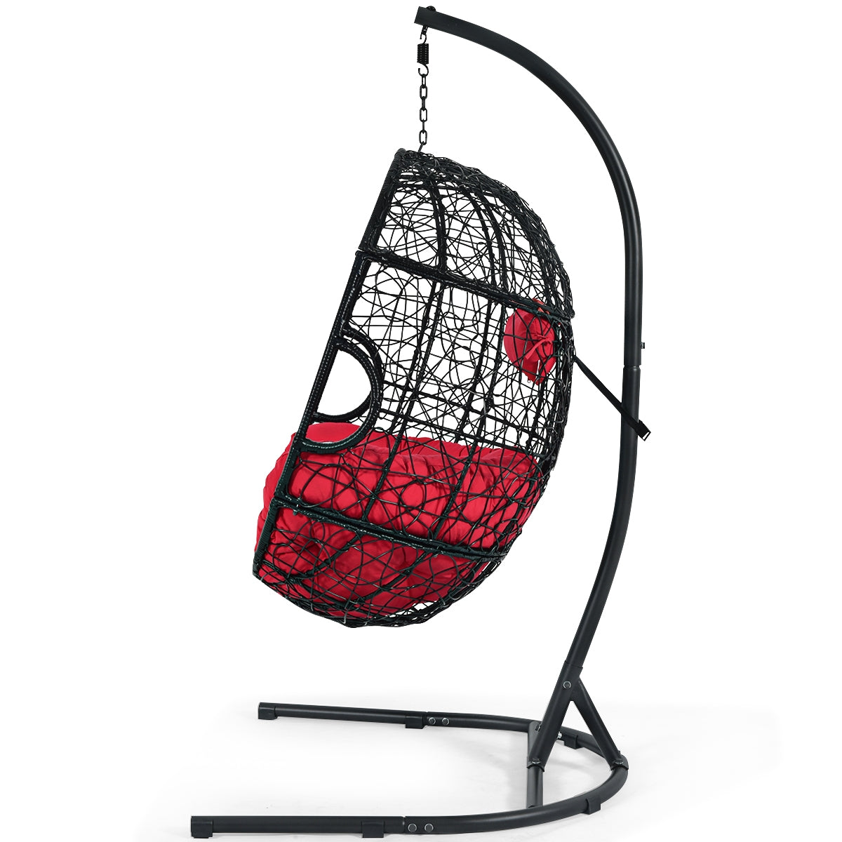Chaise hamac rembourrée suspendue avec support-Rouge