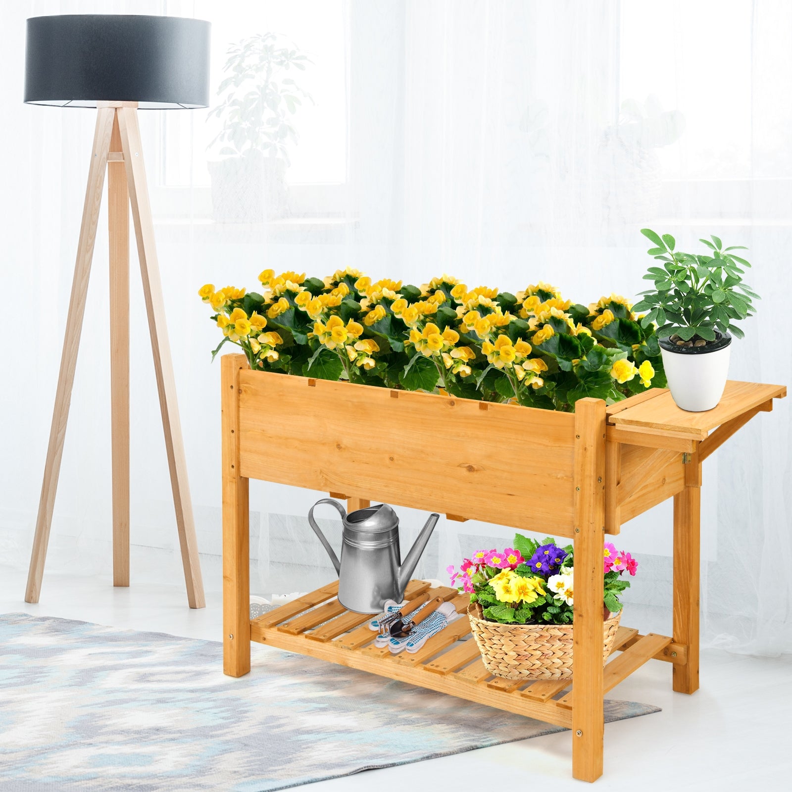Kit de jardinière surélevée avec 8 grilles et plateau pliant