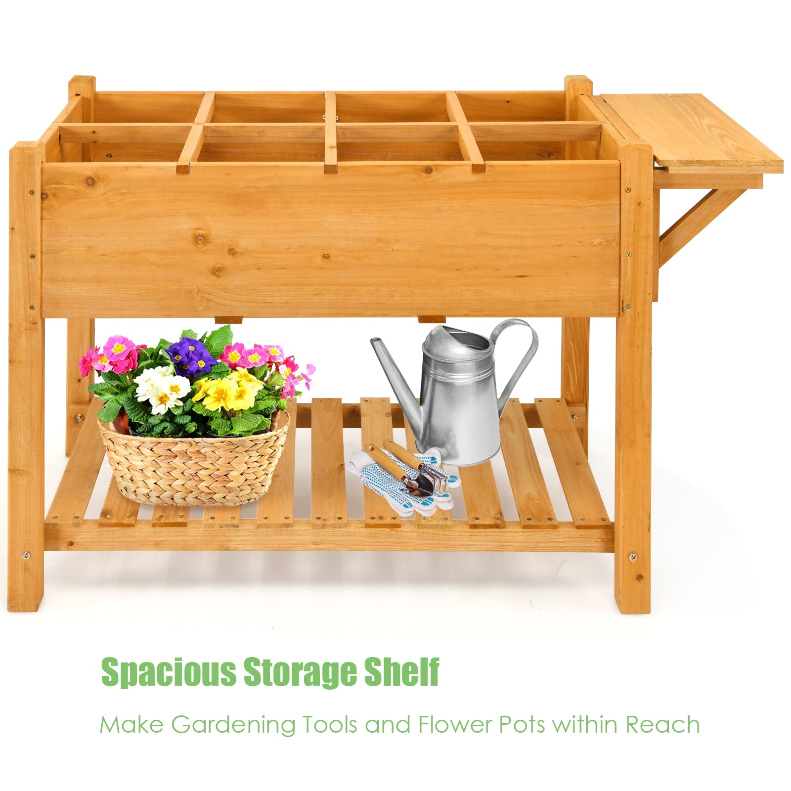 Kit de jardinière surélevée avec 8 grilles et plateau pliant