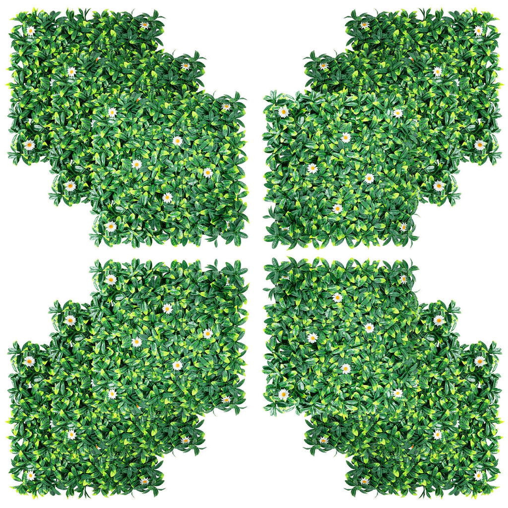 12 Pieces 20 x 20 Inch Artificial Daisy Hedge Plant Privacy Fence Hedge Panels