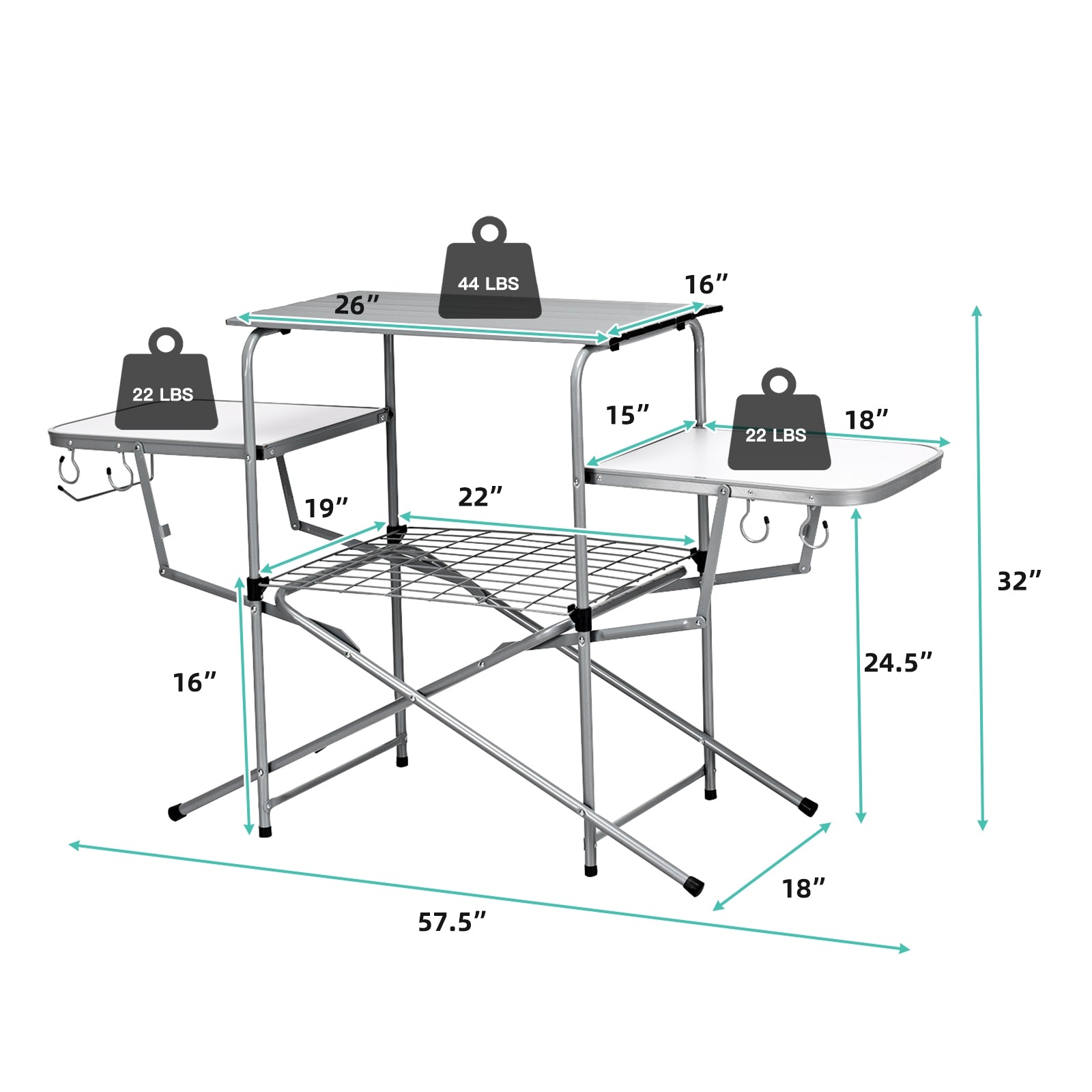 Table de cuisson pliable pour barbecue d'extérieur