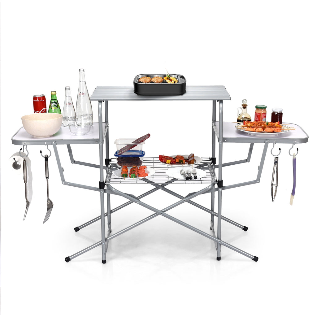 Table de cuisson pliable pour barbecue d'extérieur