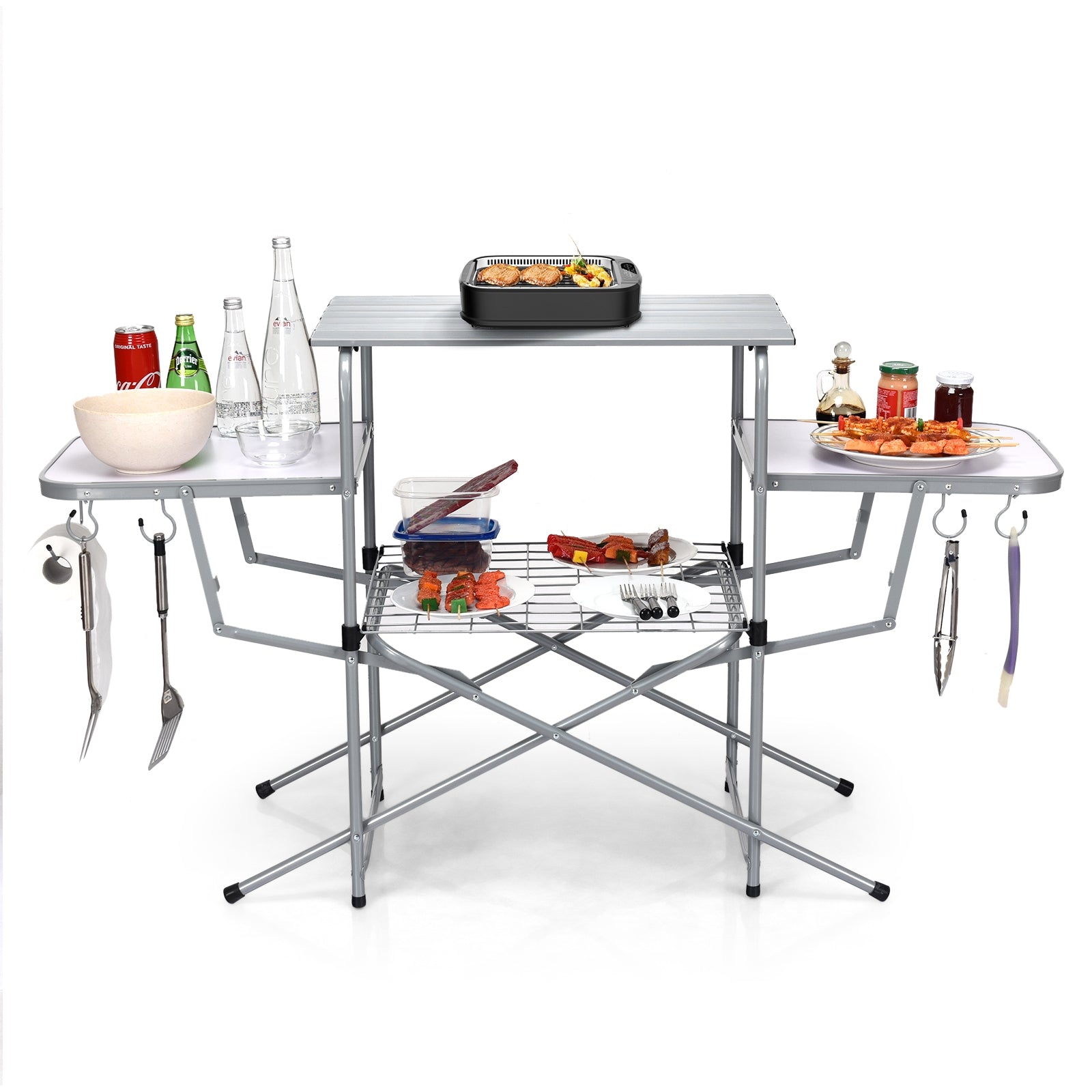 Table de cuisson pliable pour barbecue d'extérieur
