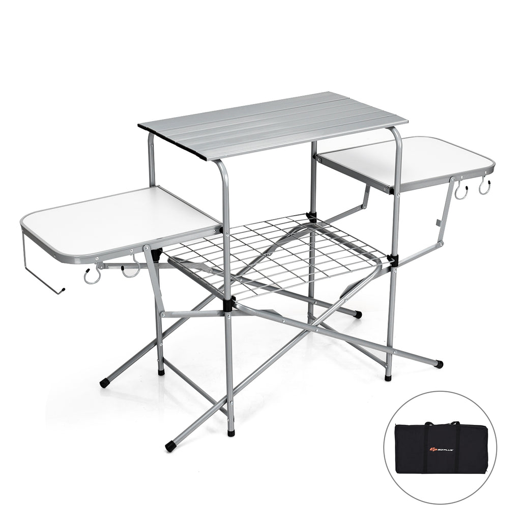 Table de cuisson pliable pour barbecue d'extérieur