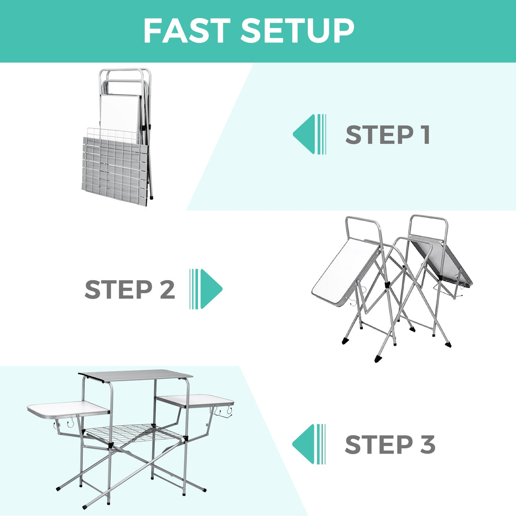 Table de cuisson pliable pour barbecue d'extérieur