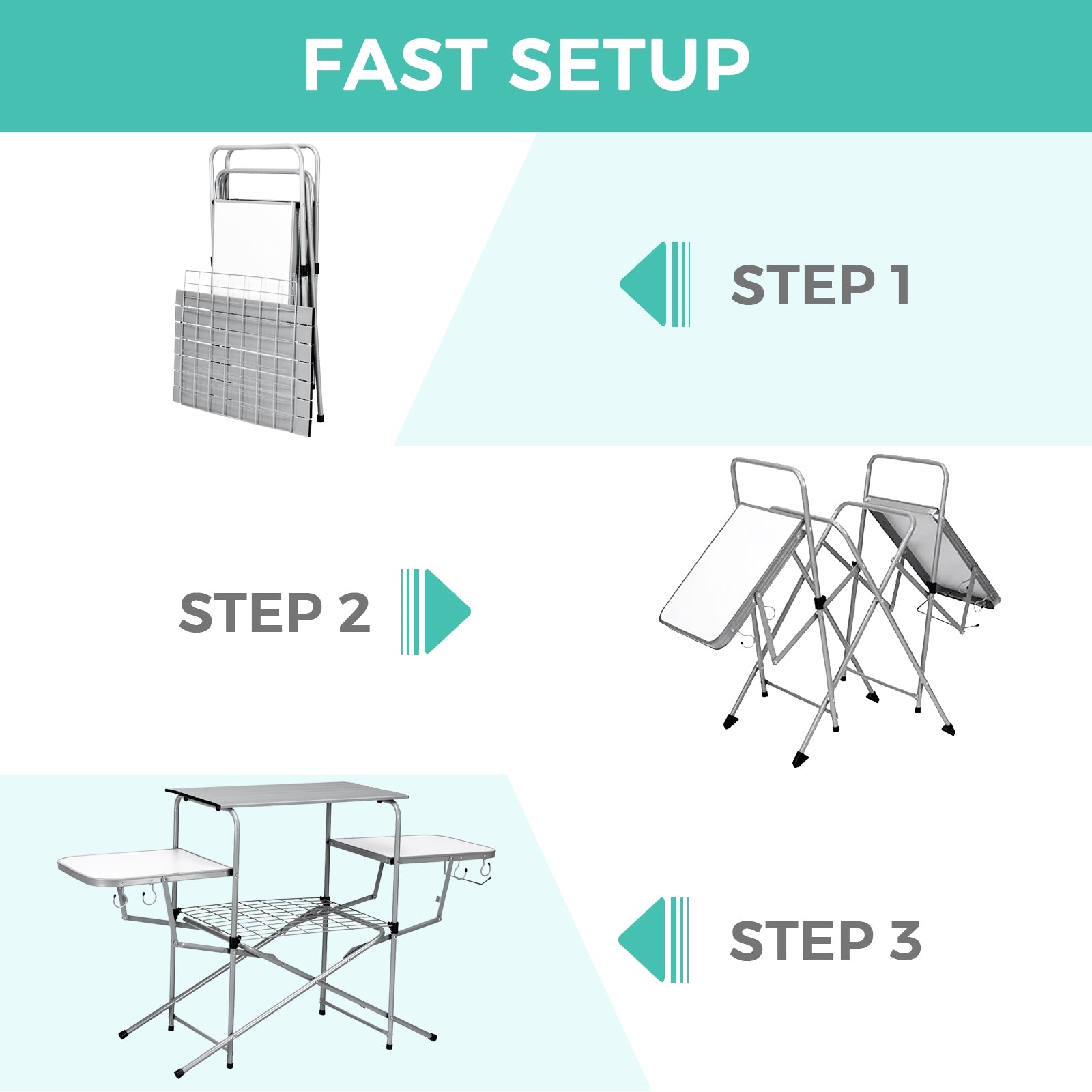 Table de cuisson pliable pour barbecue d'extérieur
