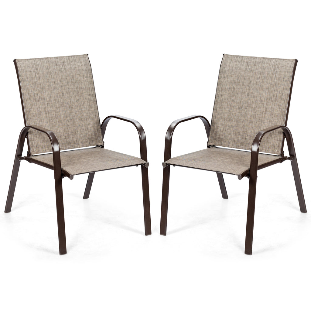 2 chaises de patio Chaises de salle à manger d'extérieur avec accoudoirs - Gris
