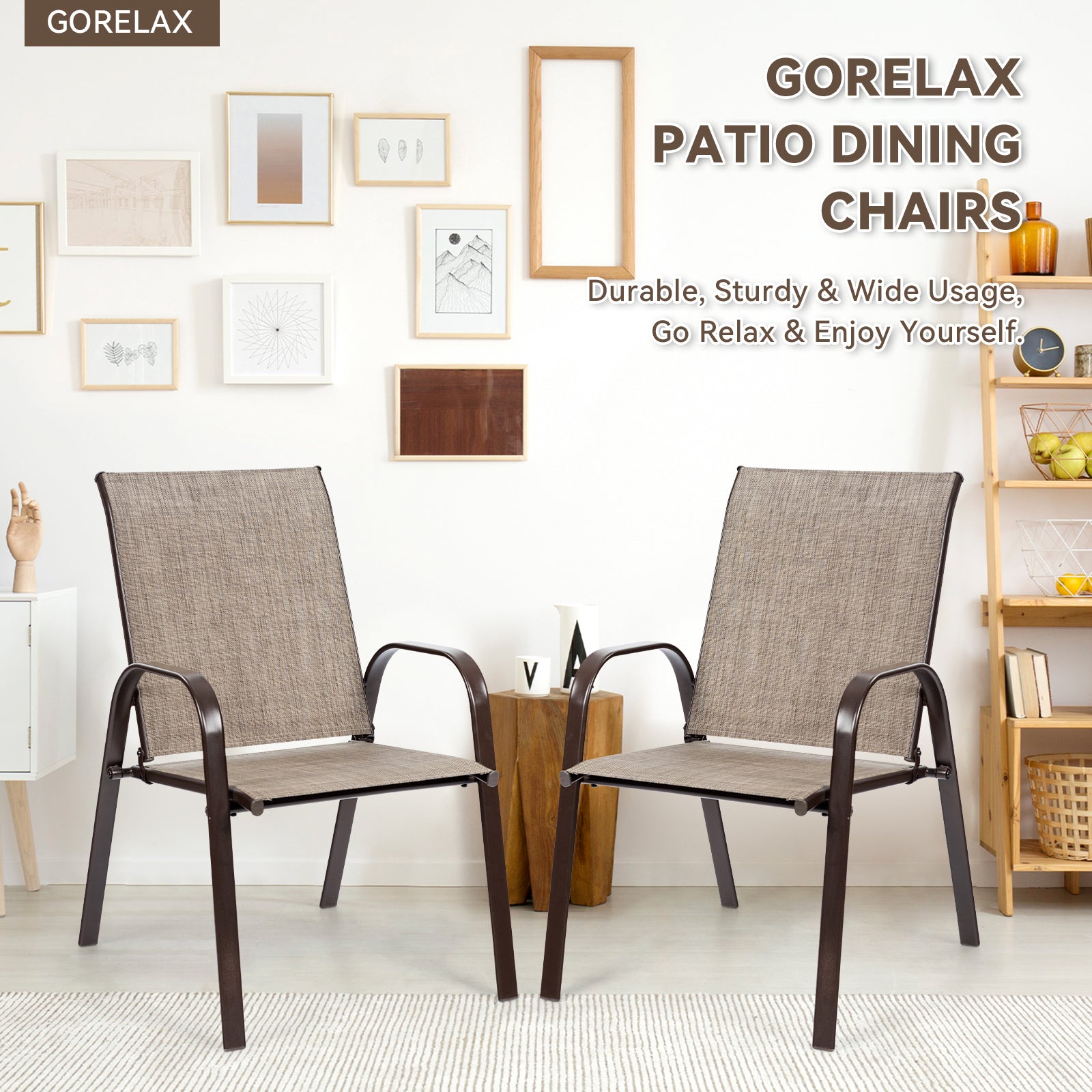2 chaises de patio Chaises de salle à manger d'extérieur avec accoudoirs - Gris