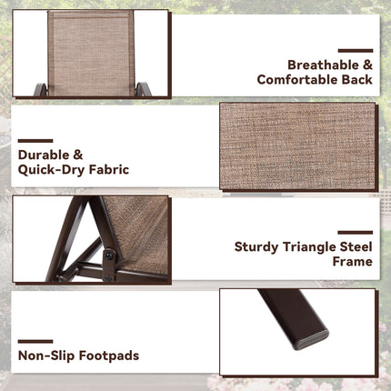 2 Pcs Patio Chairs Outdoor Dining Chair with Armrest-Brown