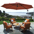 Parasol déporté inclinable en aluminium de 3,35 m avec rotation à 360° - Rouge brique