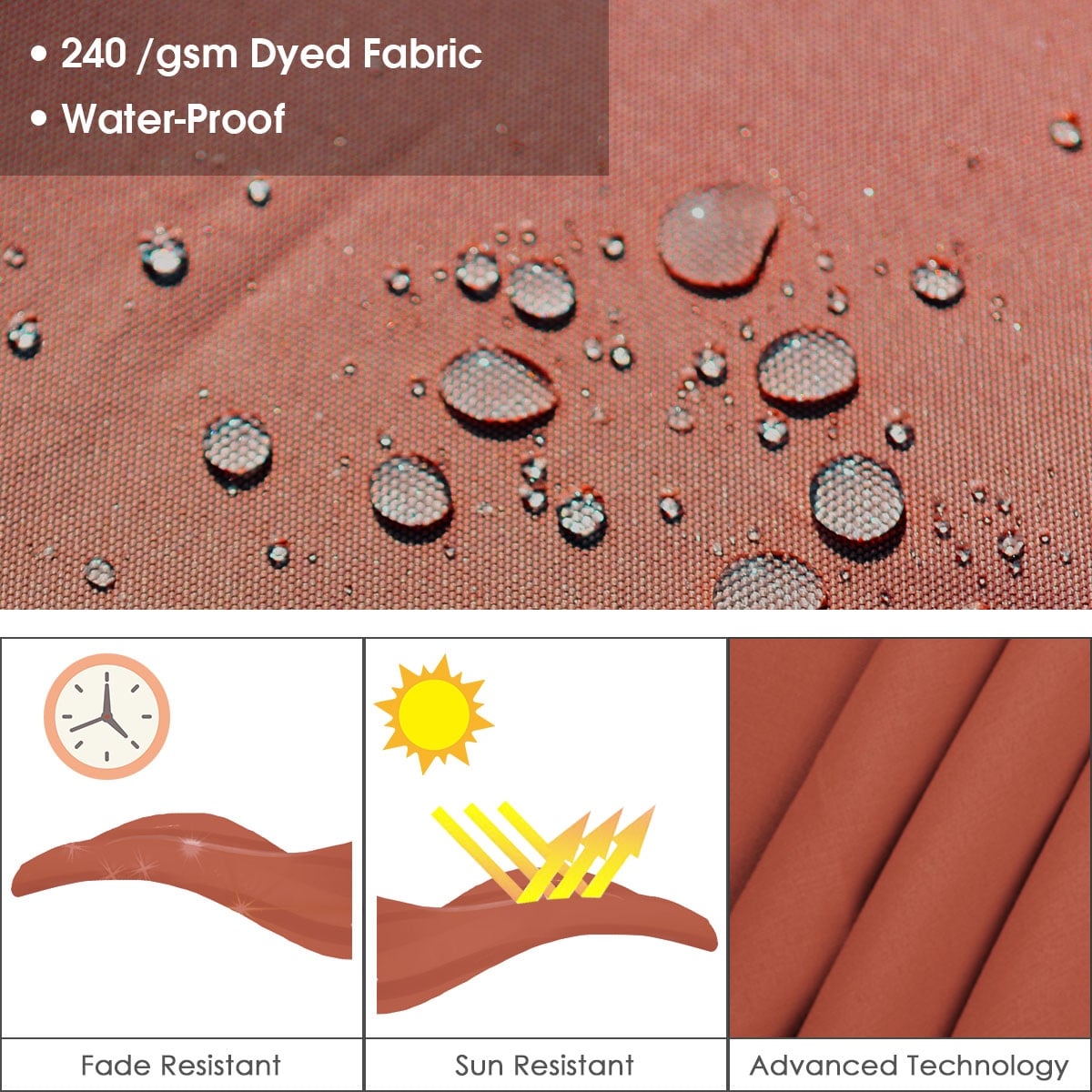 Parasol déporté inclinable en aluminium de 3,35 m avec rotation à 360° - Rouge brique