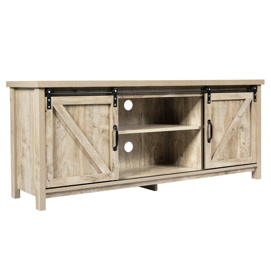 TV Stand Media Center Console Cabinet with Sliding Barn Door-Gray