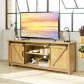 TV Stand Media Center Console Cabinet with Sliding Barn Door- Oak