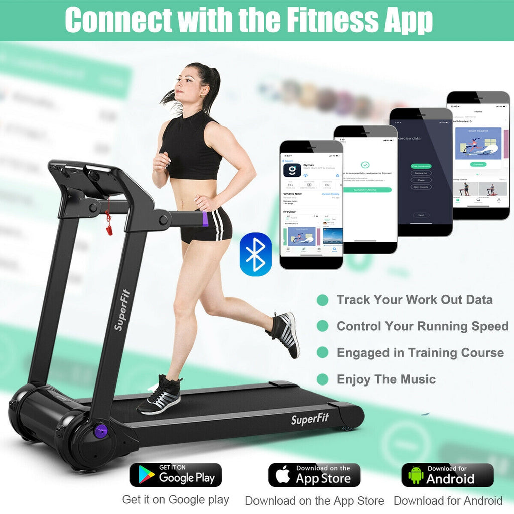 3HP Folding Electric Treadmill Running Machine-Purple
