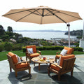 Parasol déporté inclinable en aluminium, rotation à 360°, 3,35 m, couleur beige