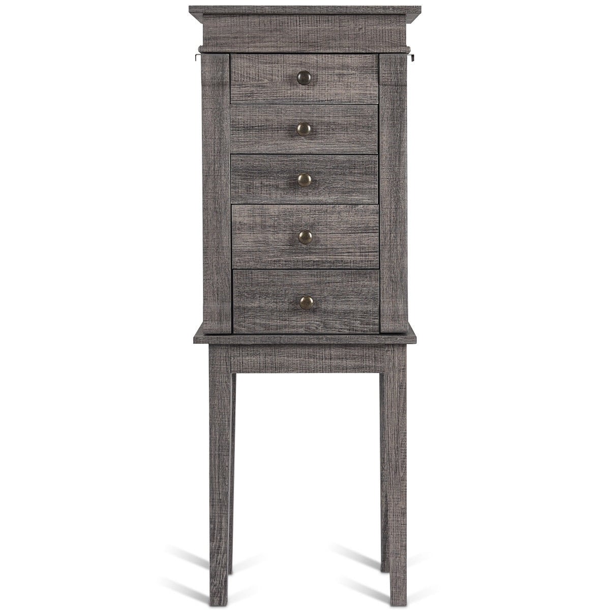 Standing Jewelry Cabinet Storage Organizer with Wooden Legs