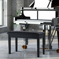 Solid Wood PU Leather Padded Piano Bench Keyboard Seat-Black