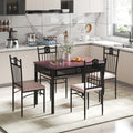 5 Pieces Dining Set Wood Metal Table and 4 Chairs with Cushions